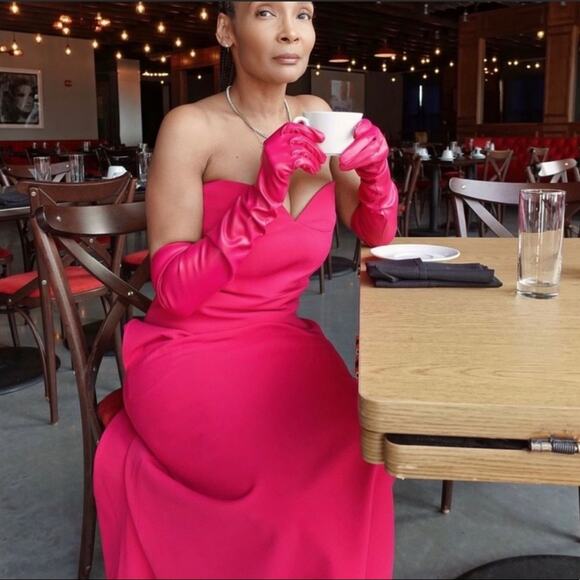 ZARA BLOGGER FAVORITE BUSTIER MIDI DRESS FUCHSIA - Picture 5 of 16